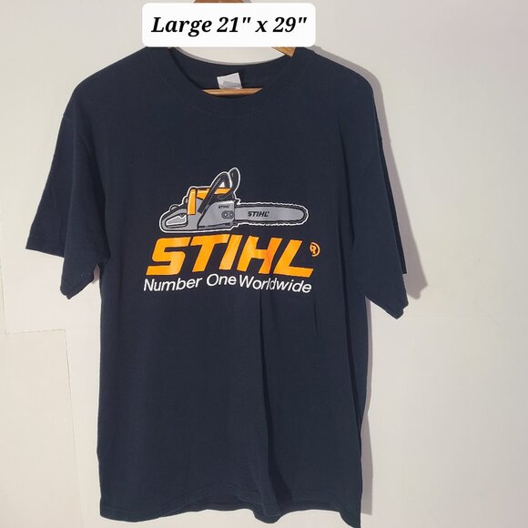 Vintage 2002 Stihl Chainsaws "Number One Worldwide" Black Large T-Shirt Y2K - Picture 1 of 4